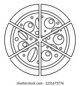 Four cheeses pizza icon. Outline four cheeses pizza vector icon for web design isolated on white background