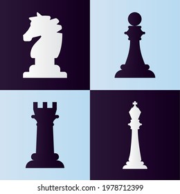 four chess pieces set icons