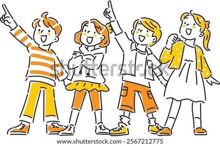 Four children looking up to the sky, aiming for the future