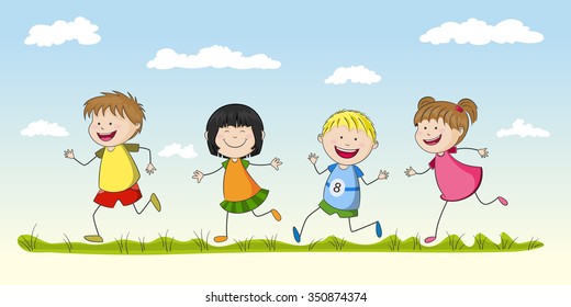 Four children playing
