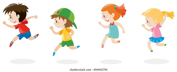 Four children running around illustration