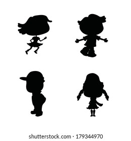 Four Children Silhouettes Designs White Background Stock Vector ...