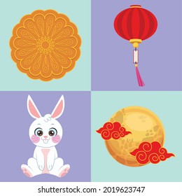 four chinese moon festival icons