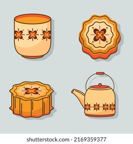 four chinese moon festival icons