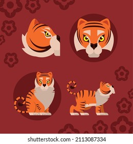 four chinese new year set icons