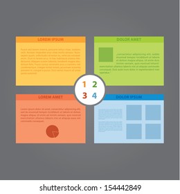 Four choices. Vector colorfully template. Clean template, four choices. Four rectangles with space for your content.