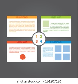Four choices. Vector colorfully template. Clean template, four choices. Four rectangles with space for your content.