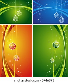 four christmas background is in blue, red and green tones