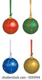 Four Christmas balls
