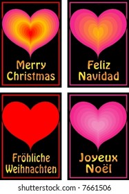 Four Christmas Cards with Golden Words in vectors,so they can be separated and combined as you wish.