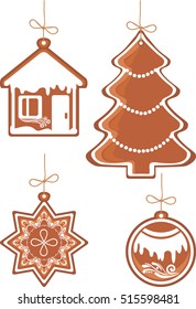 Four Christmas gingerbread. Vector