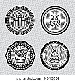 Four Christmas and New Year postcard stamps