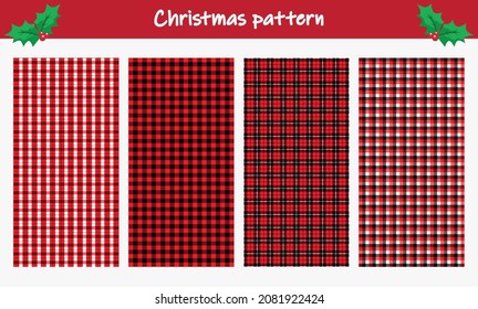 Four christmas pattern, red color