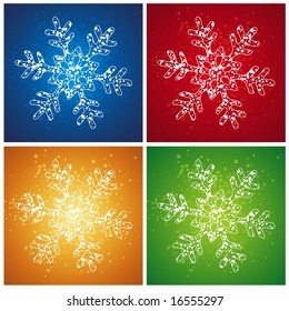 four  christmas snowflake over color background, vector