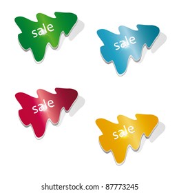 Four christmas tree labels with word sale