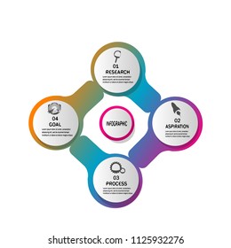 FOUR CIRCLE data chart template Web Modern creative element infographic,data timeline,template,element.diagram.chart data.workflow.marketing.processes option.isolated on white background.vector