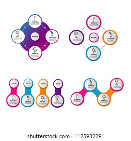 FOUR CIRCLE data chart template Web Modern creative element infographic,data timeline,template,element.diagram.chart data.workflow.marketing.processes option.isolated on white background.vector