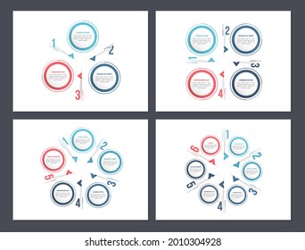 Four circle diagram templates - 3, 4, 5 and 6 elements, infographic templates, vector eps10 illustration