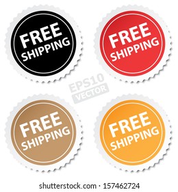 Four circle "Free Shipping" stickers. eps10 vector