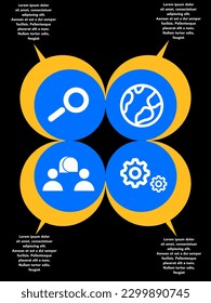 Four circle infographics with line icons and place for text - Vector