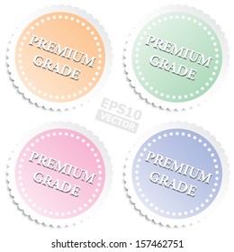 Four circle "Premium Grade" stickers with star. eps10 vector