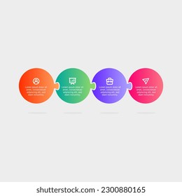 Four circle puzzle infographic interconnected each other vector illustration