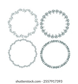 four circle vector design frame elements set modern minimalistic doodle