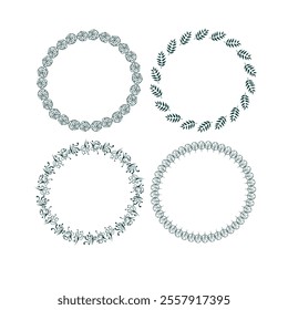 four circle vector design frame elements set modern minimalistic doodle