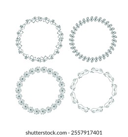 four circle vector design frame elements set modern minimalistic doodle