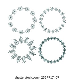 four circle vector design frame elements set modern minimalistic doodle