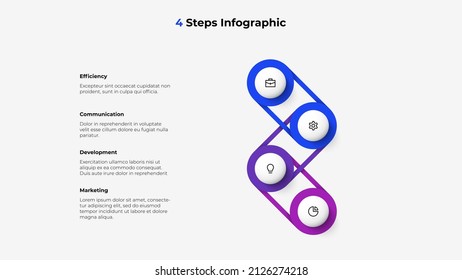 Four Circles Arranged In A Vertical Row And Interconnected. Timeline Vector Illustration. Infographic Elements.