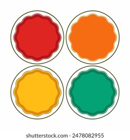 Four circles in different colors on a white background