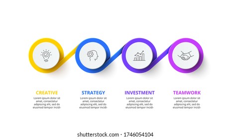 Four circles infographic elements. Business template for presentation. Vector flowchart concept with 4 options or steps.