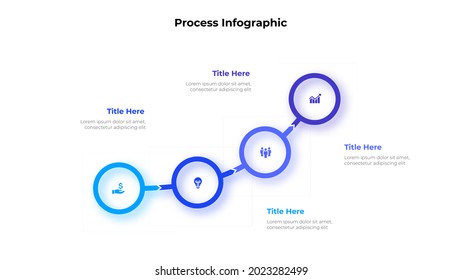 Four circles infographic elements. Concept of 4 options of business development process. Timeline vector illustration.