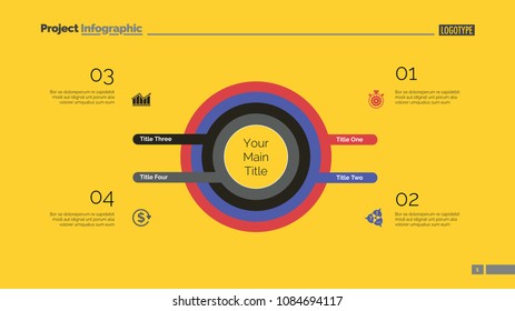 Four circles process chart. Business data. Infochart, step, design. Creative concept for infographic, templates, presentation, marketing. Can be used for topics like marketing, planning, teamwork.
