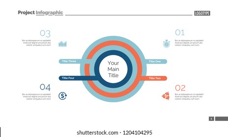 Four circles process chart. Business data. Infochart, step, design. Creative concept for infographic, templates, presentation, marketing. Can be used for topics like marketing, planning, teamwork.
