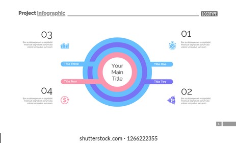 Four circles process chart. Business data. Infochart, step, design. Creative concept for infographic, templates, presentation, marketing. Can be used for topics like marketing, planning, teamwork.