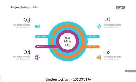 Four circles process chart. Business data. Infochart, step, design. Creative concept for infographic, templates, presentation, marketing. Can be used for topics like marketing, planning, teamwork.