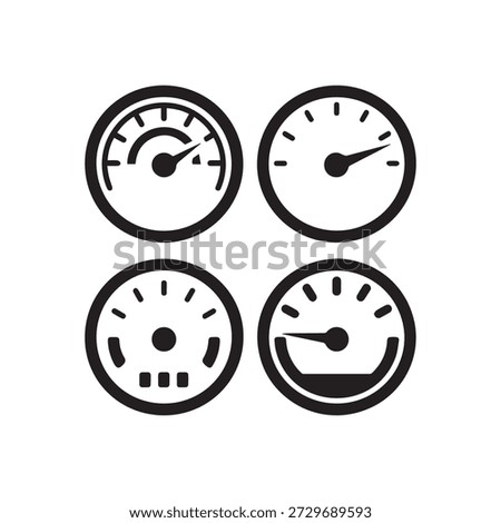 Four circular gauges displaying measurements against a clean white background
