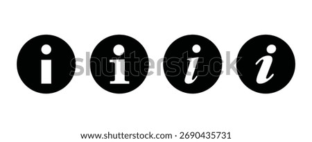 Four circular info icons featuring various font styles for versatile design use.