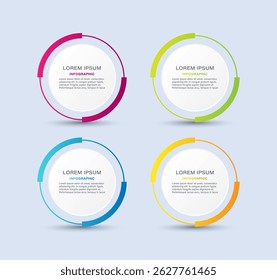 Quatro elementos infográficos circulares com espaço para dados. Modelo infográfico de vetor