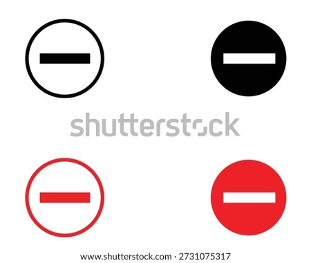 Four circular minus signs in two colors.