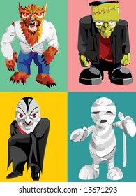 four classic halloween monsters