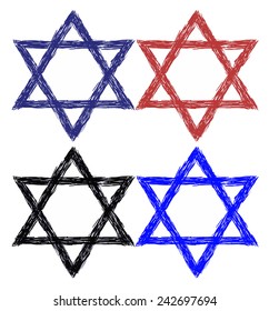 Four classic pen drawings of the Star of David