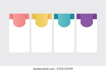 Cuatro tarjetas en blanco limpias para una organización de contenido clara y opciones versátiles diseño plano colorido