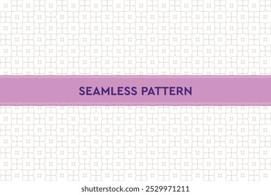Four Clover With Diamond Texture Pattern. Line Art Geometric Seamless Pattern. Minimalistic Vector Graphic Pattern. 
