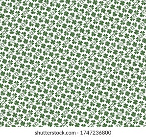 Four clover leaf seamless pattern knotwork geo floral motif. Quatrefoil trefoil lattice myth plant leaves ornament pretty green foliage vine background. Minimal small heart flower allover print block.