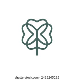 four clover leaves logo line concept nature and floral for brand identity