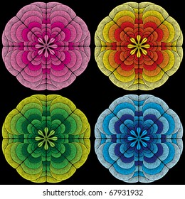 four clover rosettes drawing vector