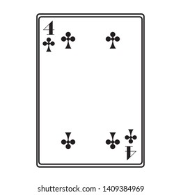 four of clubs card icon cartoon black and white vector illustration graphic design